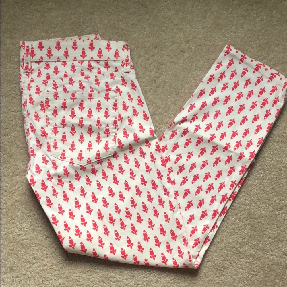 NWOT J Crew Cropped Matchstick in Red/White